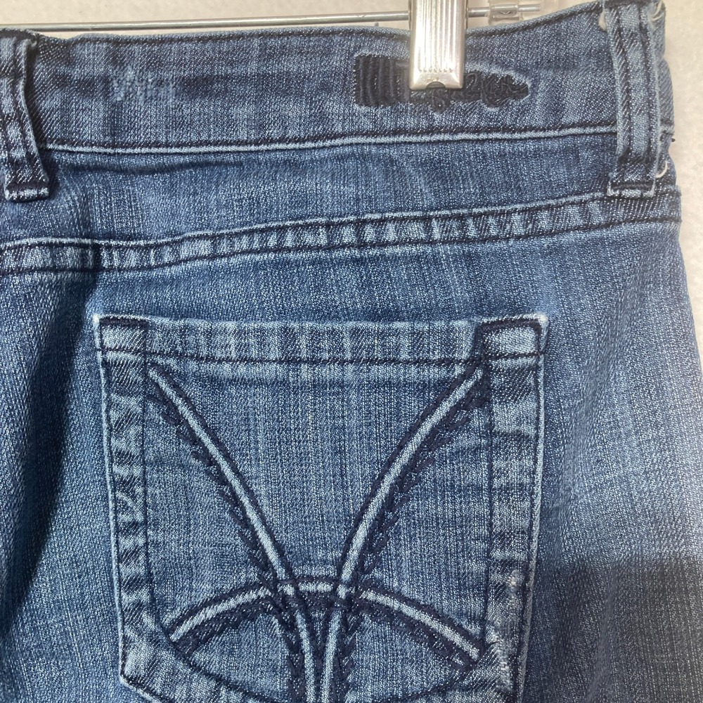 Kut from the Kloth Womens Size 12 Dark Wash Distressed Straight Leg Jeans Blue - Picture 6 of 16